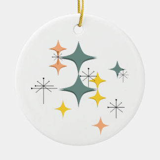 Mid Century Modern Eames Atomic Starbursts Keramisch Ornament