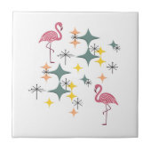 Mid Century Modern Eames Starbursts Roze Flamingo' Tegeltje (Voorkant)