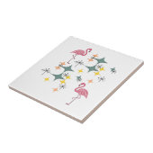 Mid Century Modern Eames Starbursts Roze Flamingo' Tegeltje (Zijkant)