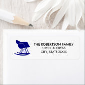 Mid Century Modern Eames Stoel Adresetiketten Navy Etiket (Insitu)