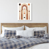 Mid-Century Modern Earth Tones Abstracte kunst Canvas Afdruk (Insitu (Slaapkamer))