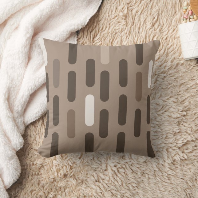 Mid-Century Modern Earthy Brown Capsule Geometric Kussen (Deken)
