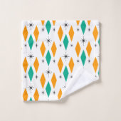Mid Century Modern Era Diamonds Oranje Turquoise Bad Handdoek (Wasdoekje)