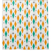 Mid Century Modern Era Diamonds Oranje Turquoise Douchegordijn (Voorkant)
