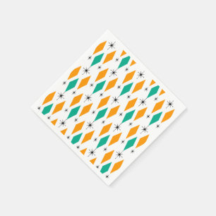 Mid Century Modern Era Diamonds Oranje Turquoise Servetten