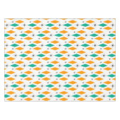 Mid Century Modern Era Diamonds Oranje Turquoise Tafelkleed (Voorkant (Horizontaal))