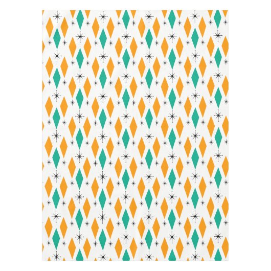 Mid Century Modern Era Diamonds Oranje Turquoise Tafelkleed (Voorkant)