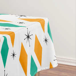 Mid Century Modern Era Diamonds Oranje Turquoise Tafelkleed