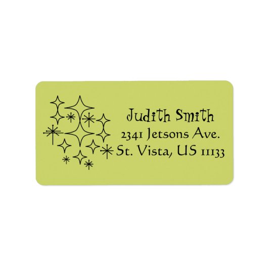 Mid Century Modern Era Diamonds Starbursts Etiket (Voorkant)