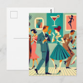 Mid Century Modern Feest De Martini Dans Briefkaart (Voorkant / Achterkant)