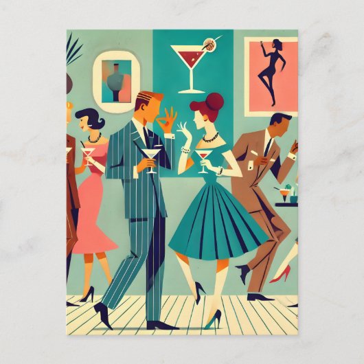 Mid Century Modern Feest De Martini Dans Briefkaart (Voorkant)