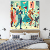 Mid Century Modern Feest De Martini Dans Canvas Afdruk (Insitu (Slaapkamer))