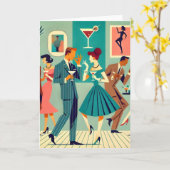 Mid Century Modern Feest De Martini Dans Kaart (Gele Bloem)