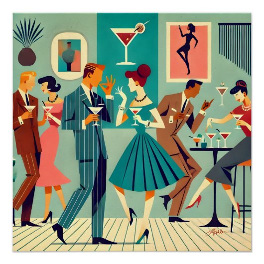 Mid Century Modern Feest De Martini Dans Perfect Poster (Voorkant)