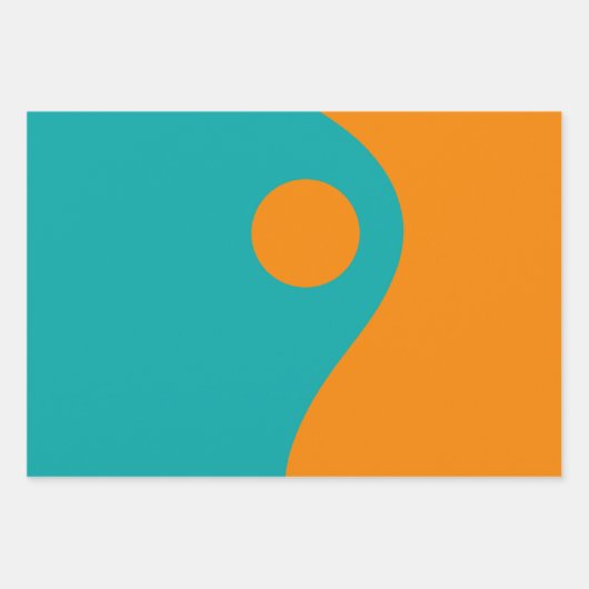 Mid Century Modern Fish and Minimalist Ocean Wave Inpakpapier Vel (Voorkant 3)