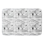 Mid-Century Modern Fish Art Black White Badmat (Voorkant)