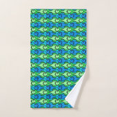 Mid-Century Modern Fish, Lime Green en Blue Bad Handdoek (Handdoek)