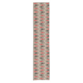 Mid Century Modern Fish Pattern Tan Korte Tafelloper (Voorkant)