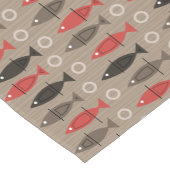 Mid Century Modern Fish Pattern Tan Korte Tafelloper (Hoek)