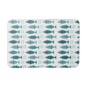 Mid Century Modern Fish Pattern Turquoise Badmat (Voorkant)