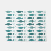 Mid Century Modern Fish Pattern Turquoise Deurmat (Voorkant)