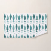 Mid Century Modern Fish Pattern Turquoise Handdoek (Handdoek)