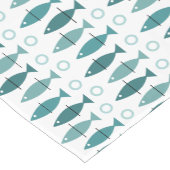 Mid Century Modern Fish Pattern Turquoise Korte Tafelloper (Hoek)