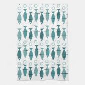Mid Century Modern Fish Pattern Turquoise Theedoek (Verticaal)