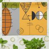 Mid-Century Modern Fish Whimsical Abstract Theedoek (Gevouwen)