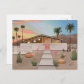 Mid Century Modern Flamingo House Briefkaart (Voorkant / Achterkant)