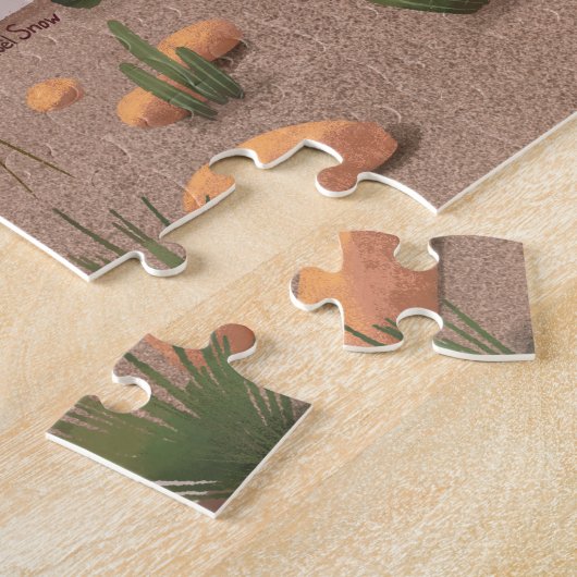 Mid Century Modern Flamingo House Jigzaag Puzzle Legpuzzel (Zijkant)