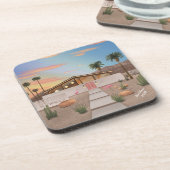 Mid Century Modern Flamingo House Set van Onderzet Bier Onderzetter (Linkerzijde)