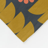 Mid Century Modern Floral Goud Marine Patroon Fleece Deken (Hoek)
