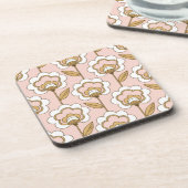 Mid-Century Modern Floral Pattern Bier Onderzetter (Linkerzijde)