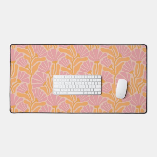 Mid Century Modern Floral Pattern Bureaumat (Keyboard & Muis)