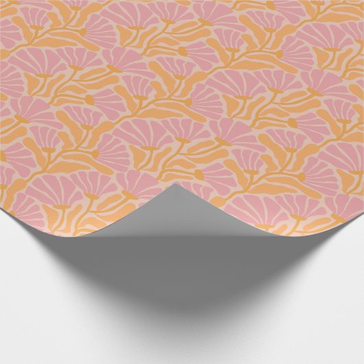 Mid Century Modern Floral Pattern Cadeaupapier (Hoek)