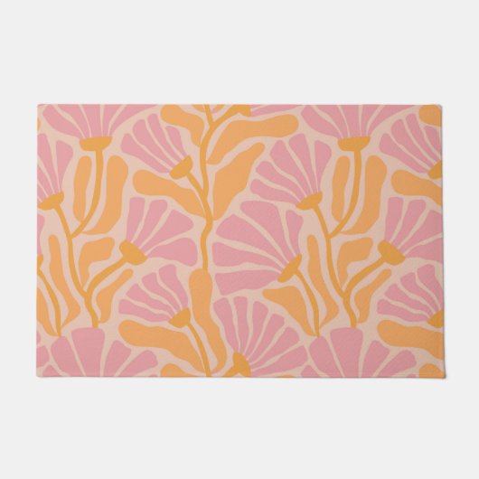 Mid Century Modern Floral Pattern Deurmat (Voorkant)