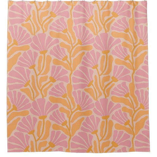 Mid Century Modern Floral Pattern Douchegordijn (Voorkant)