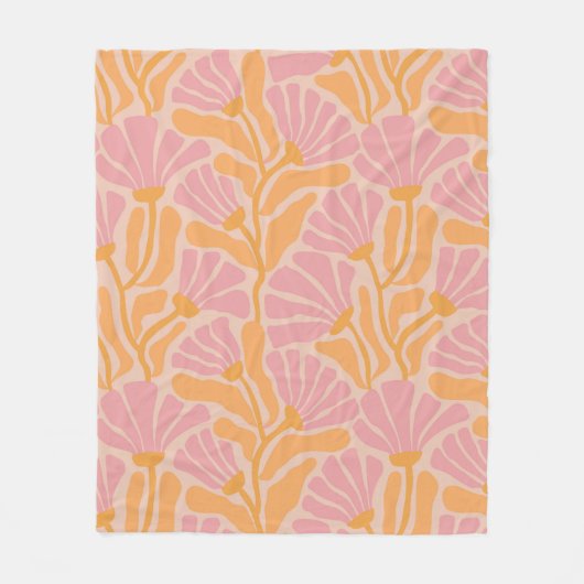 Mid Century Modern Floral Pattern Fleece Deken (Voorkant)