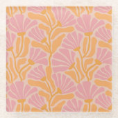 Mid Century Modern Floral Pattern Glazen Onderzetter (Voorkant)