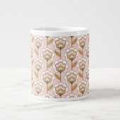 Mid-Century Modern Floral Pattern Grote Koffiekop (Voorkant)