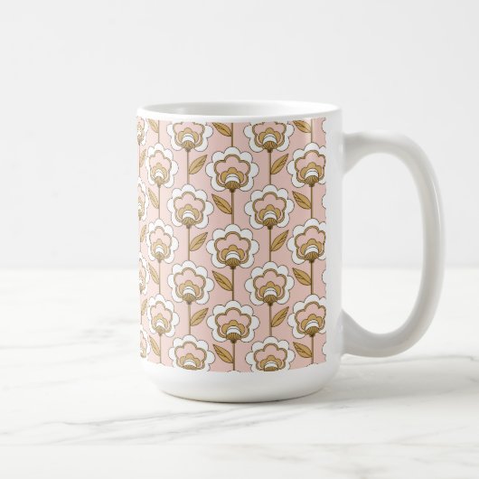 Mid-Century Modern Floral Pattern Koffiemok (Rechts)