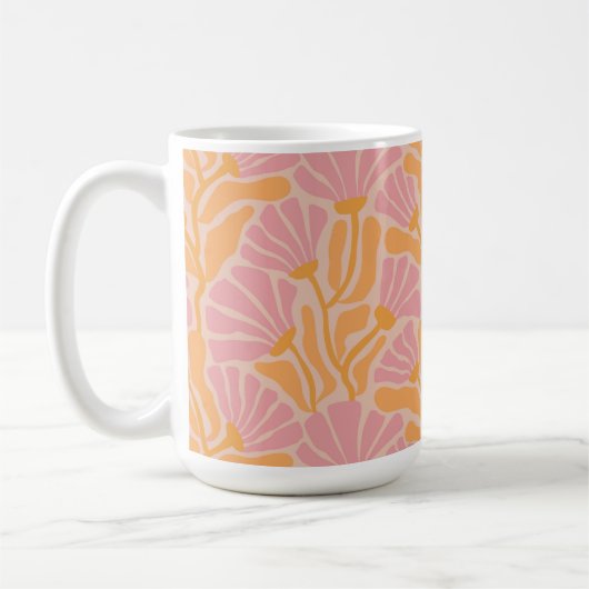 Mid Century Modern Floral Pattern Koffiemok (Links)