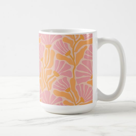 Mid Century Modern Floral Pattern Koffiemok (Rechts)