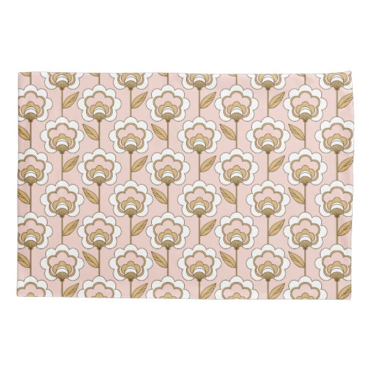 Mid-Century Modern Floral Pattern Kussensloop (Achterkant-Links)