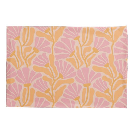 Mid Century Modern Floral Pattern Kussensloop (Achterkant-Links)