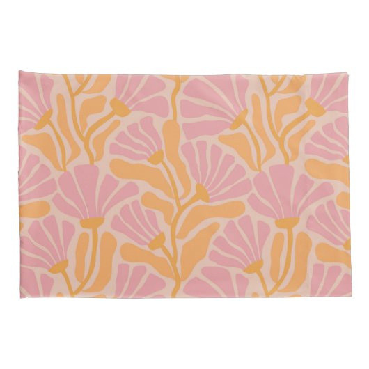 Mid Century Modern Floral Pattern Kussensloop (Achterkant-Rechts)
