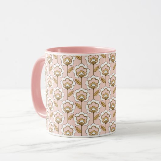 Mid-Century Modern Floral Pattern Mok (Voorkant links)