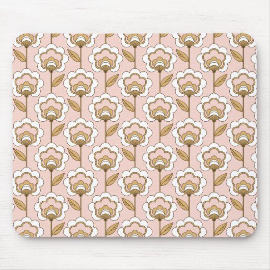 Mid-Century Modern Floral Pattern Muismat (Voorkant)