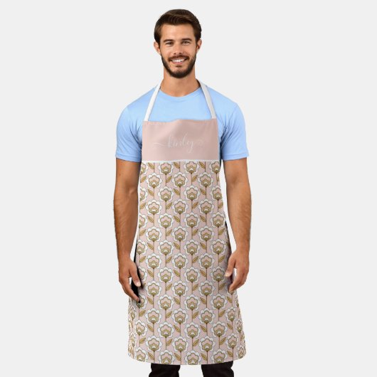 Mid-Century Modern Floral Pattern Schort (Gedragen)